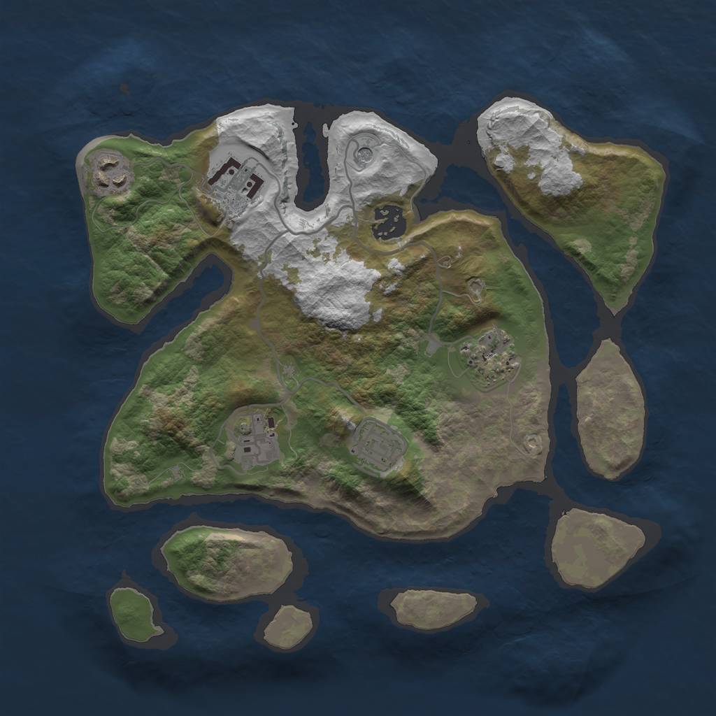 Rust Map: Barren, Size: 3000, Seed: 35352, 9 Monuments