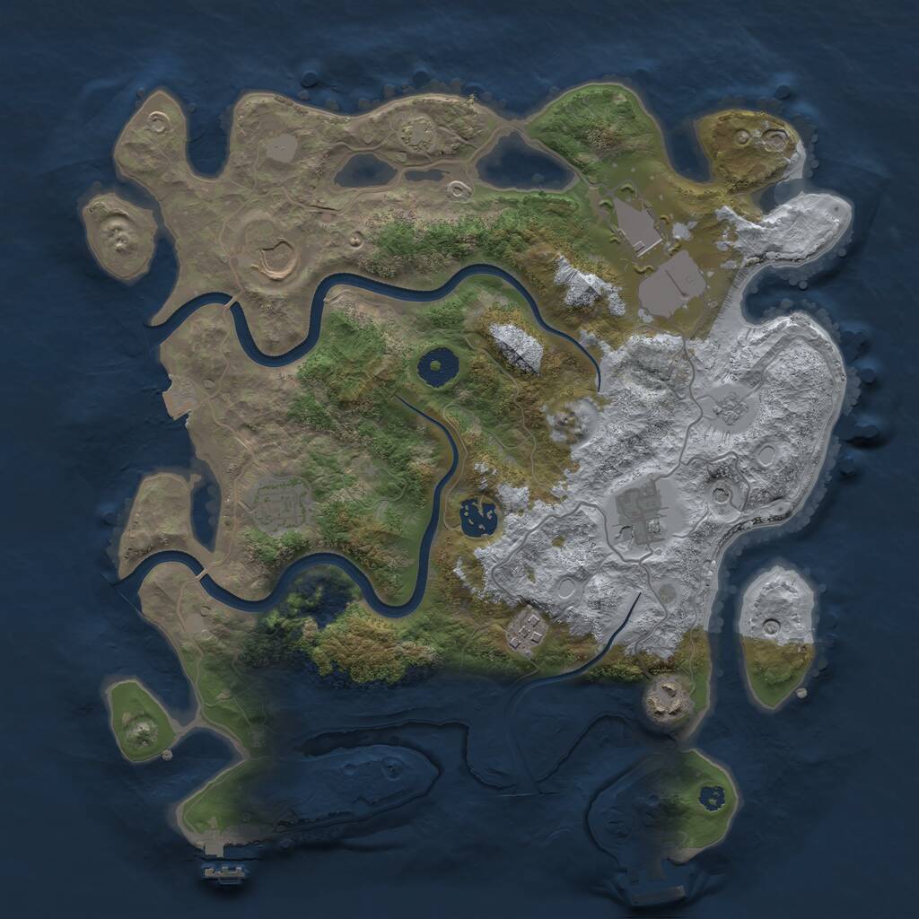 Rust Map: Procedural Map, Size: 3550, Seed: 501624, 13 Monuments