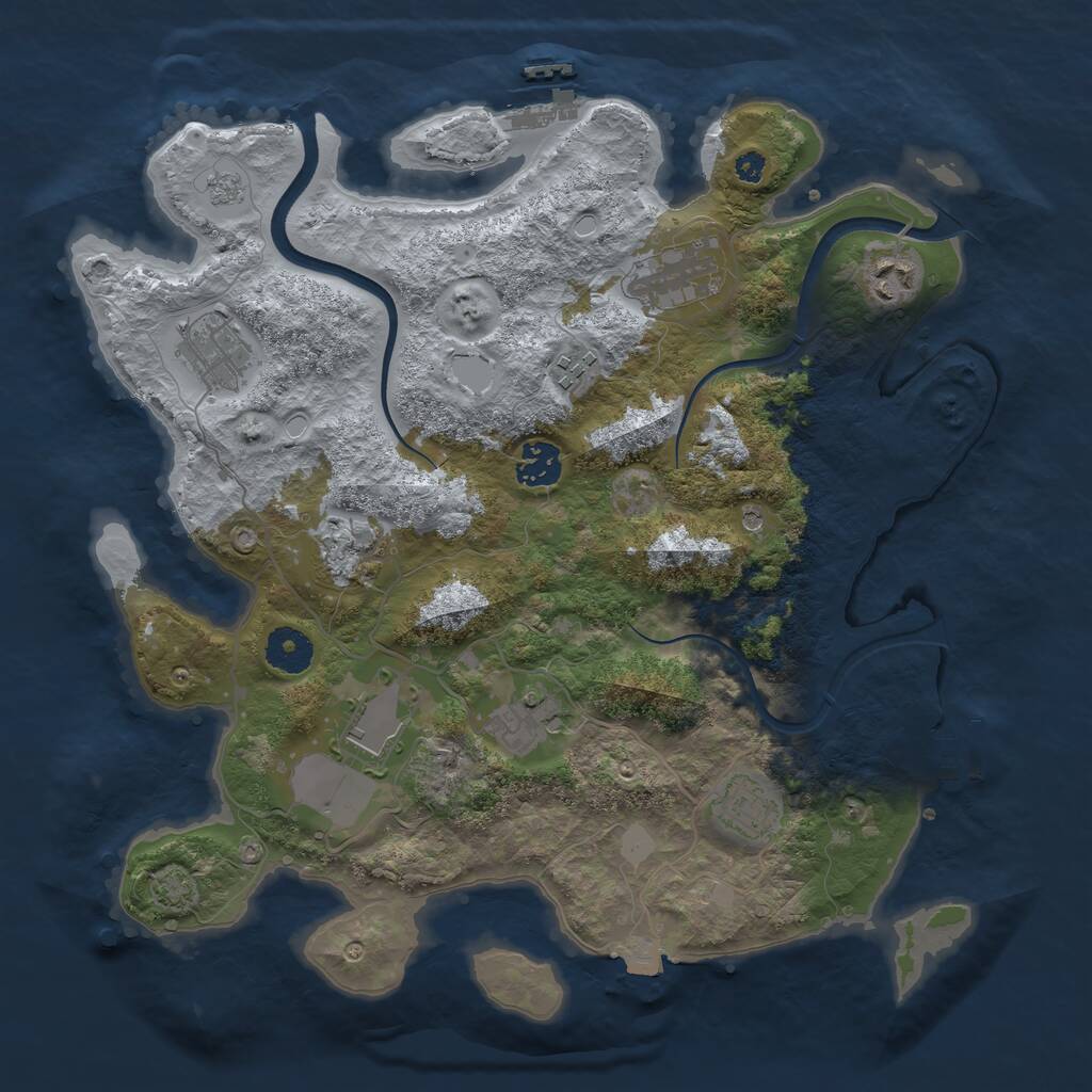 Rust Map: Procedural Map, Size: 3550, Seed: 939178, 15 Monuments