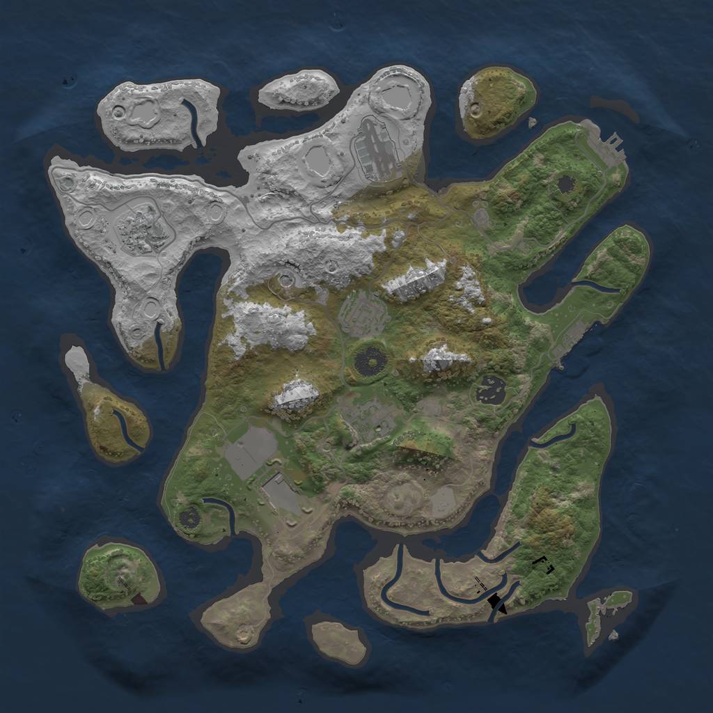 Rust Map: Procedural Map, Size: 3550, Seed: 939178, 14 Monuments