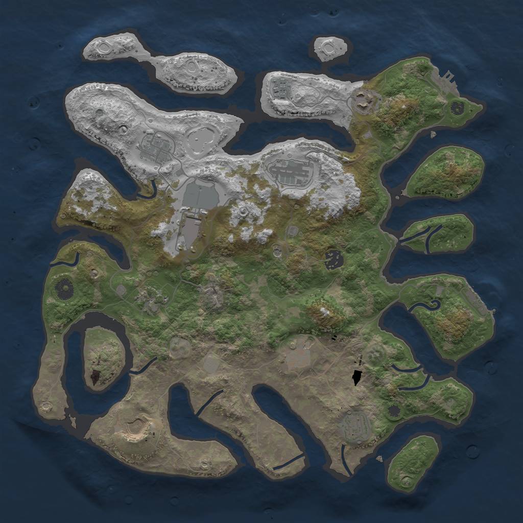 Rust Map: Procedural Map, Size: 3950, Seed: 459953410, 18 Monuments