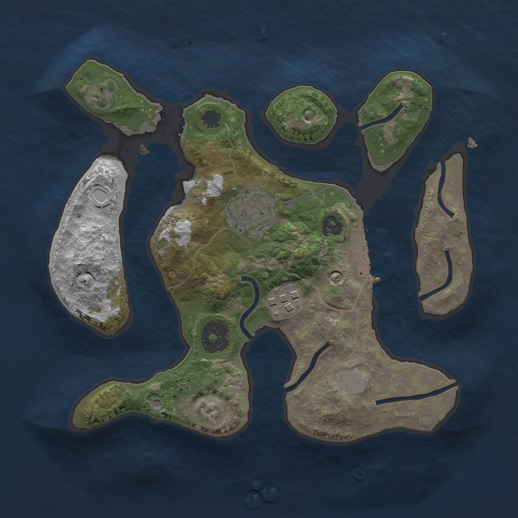 Rust Map: Procedural Map, Size: 2500, Seed: 5684368, 8 Monuments
