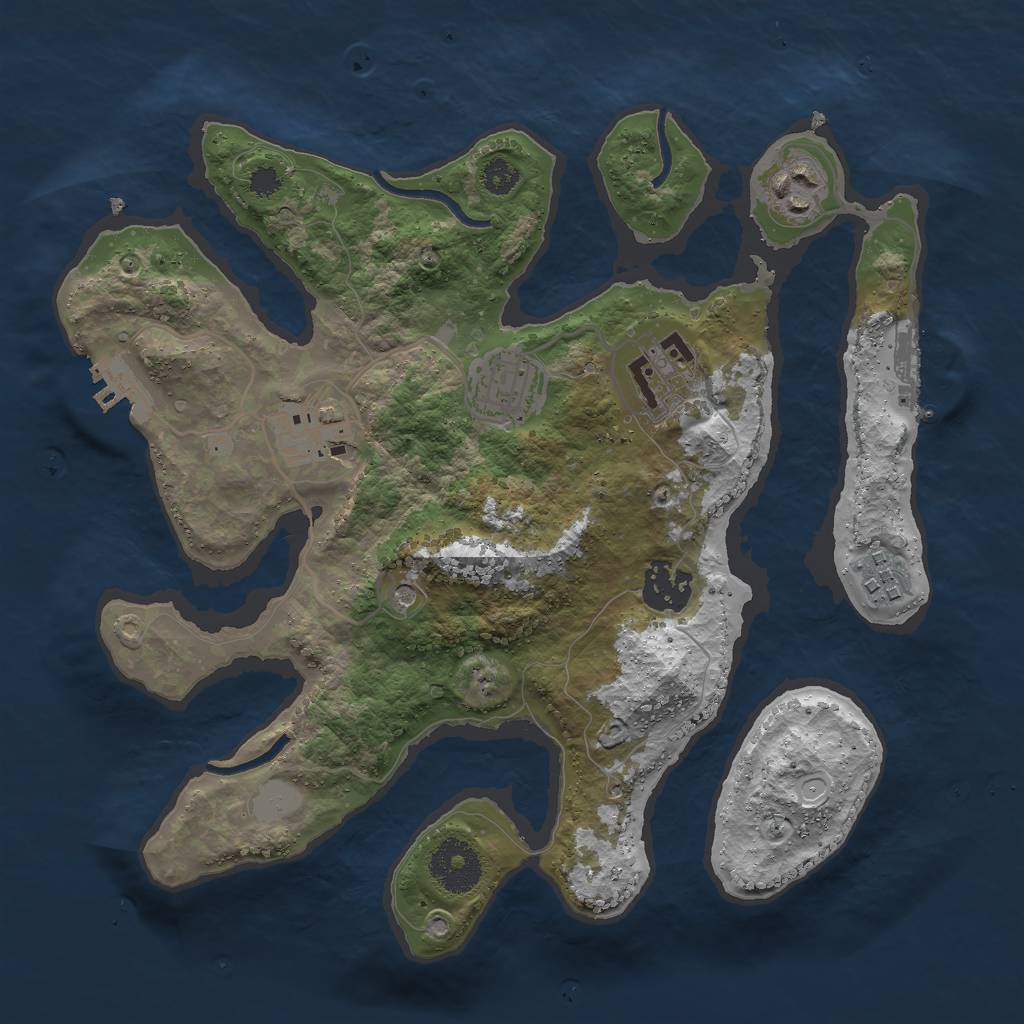 Rust Map: Procedural Map, Size: 3000, Seed: 54957347, 14 Monuments