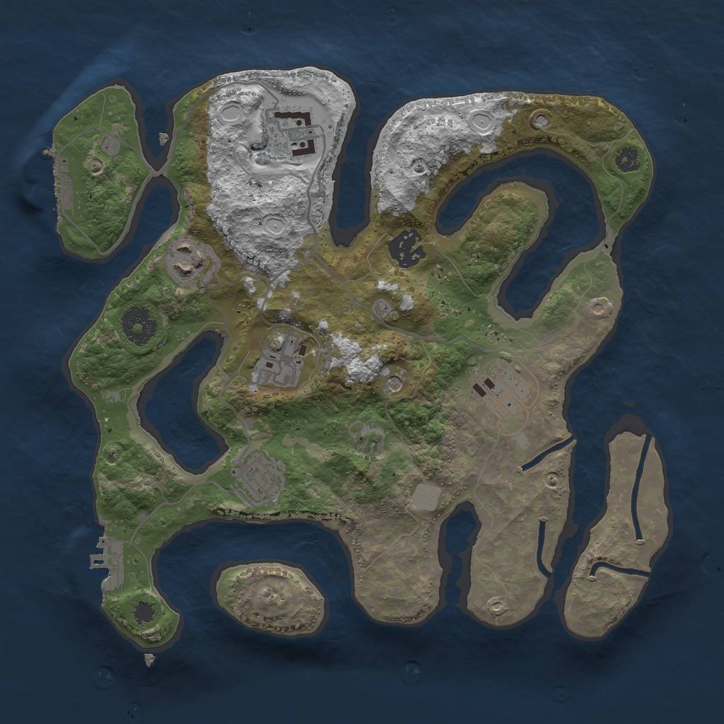 Rust Map: Procedural Map, Size: 3000, Seed: 1671919844, 14 Monuments