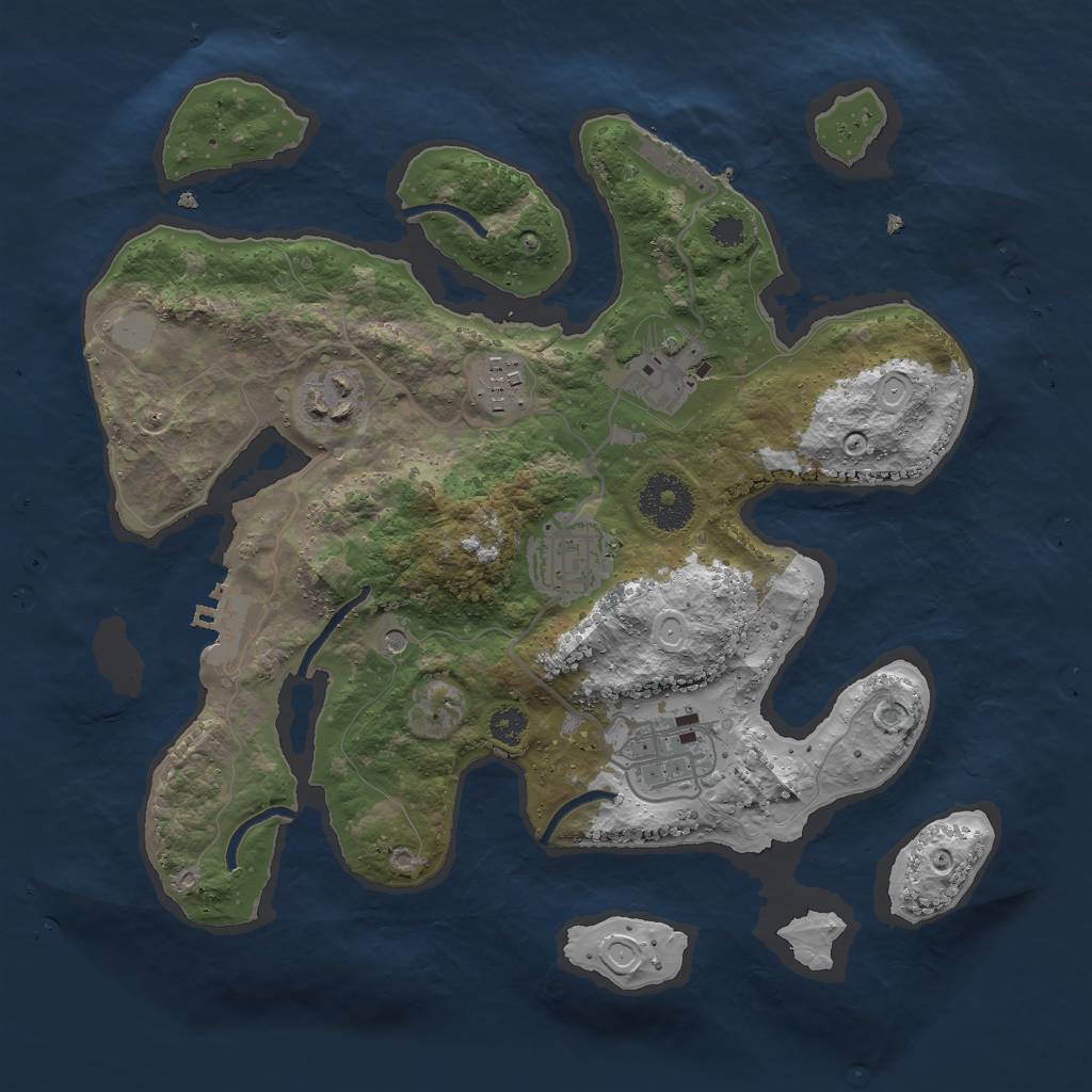 Rust Map: Procedural Map, Size: 3000, Seed: 402162, 13 Monuments