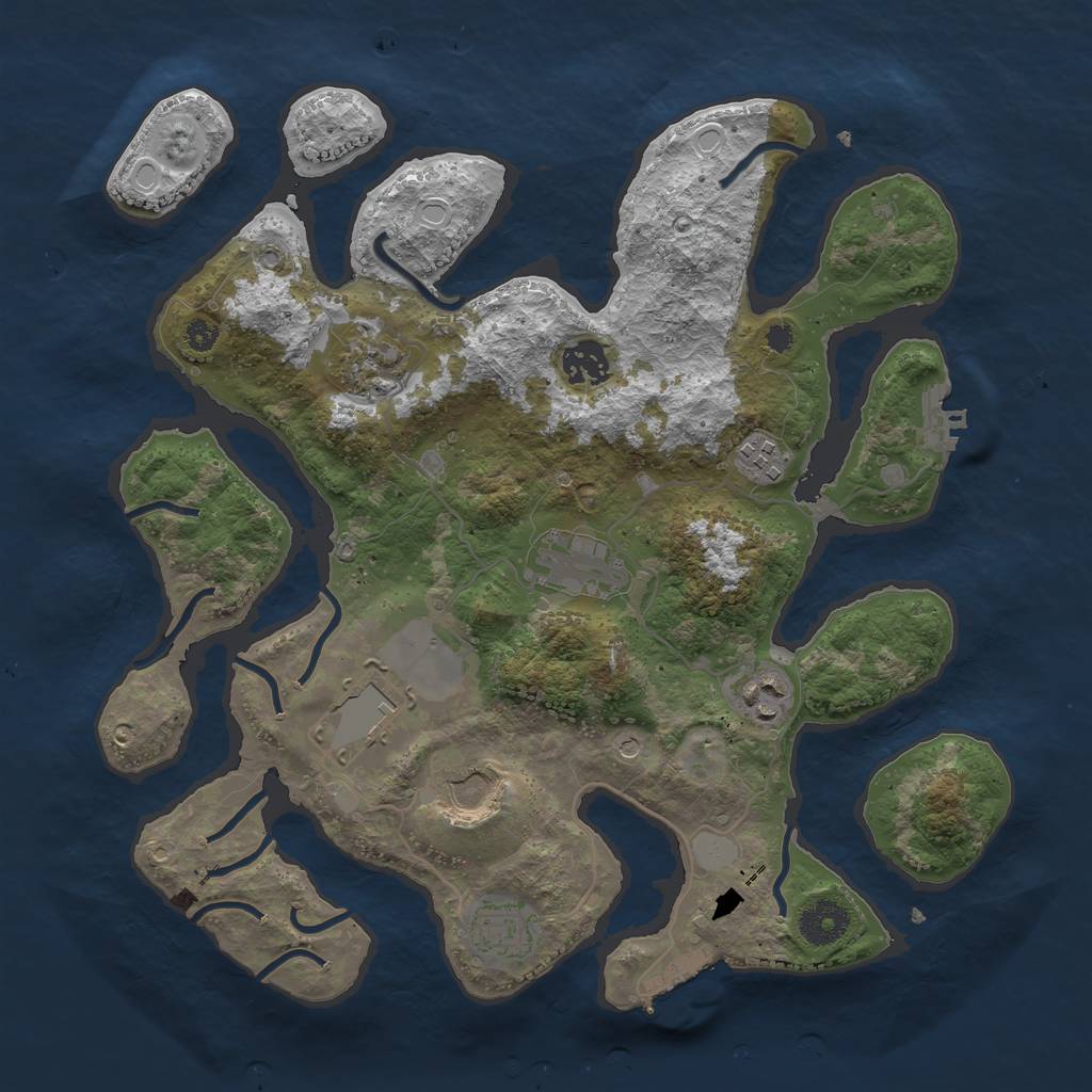 Rust Map: Procedural Map, Size: 3500, Seed: 1660014757, 16 Monuments