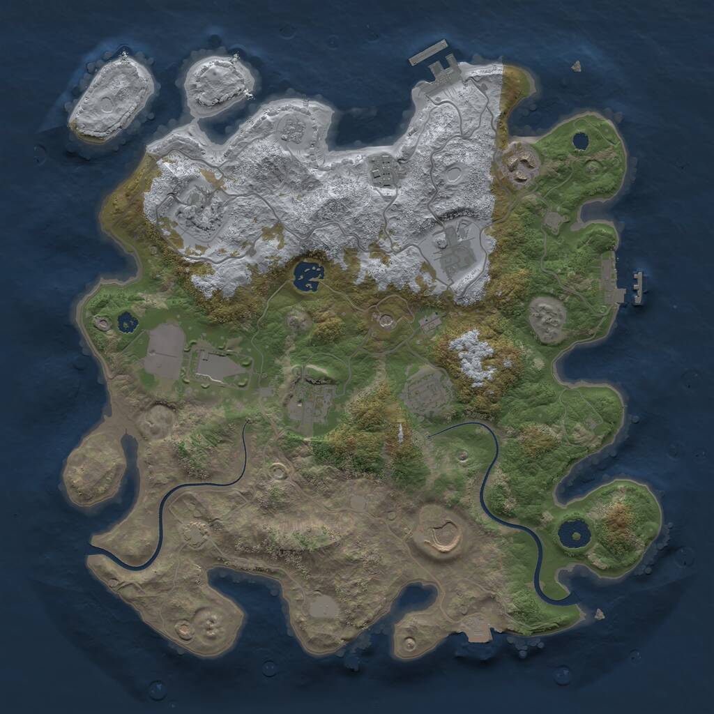Rust Map: Procedural Map, Size: 3500, Seed: 1660014757, 15 Monuments