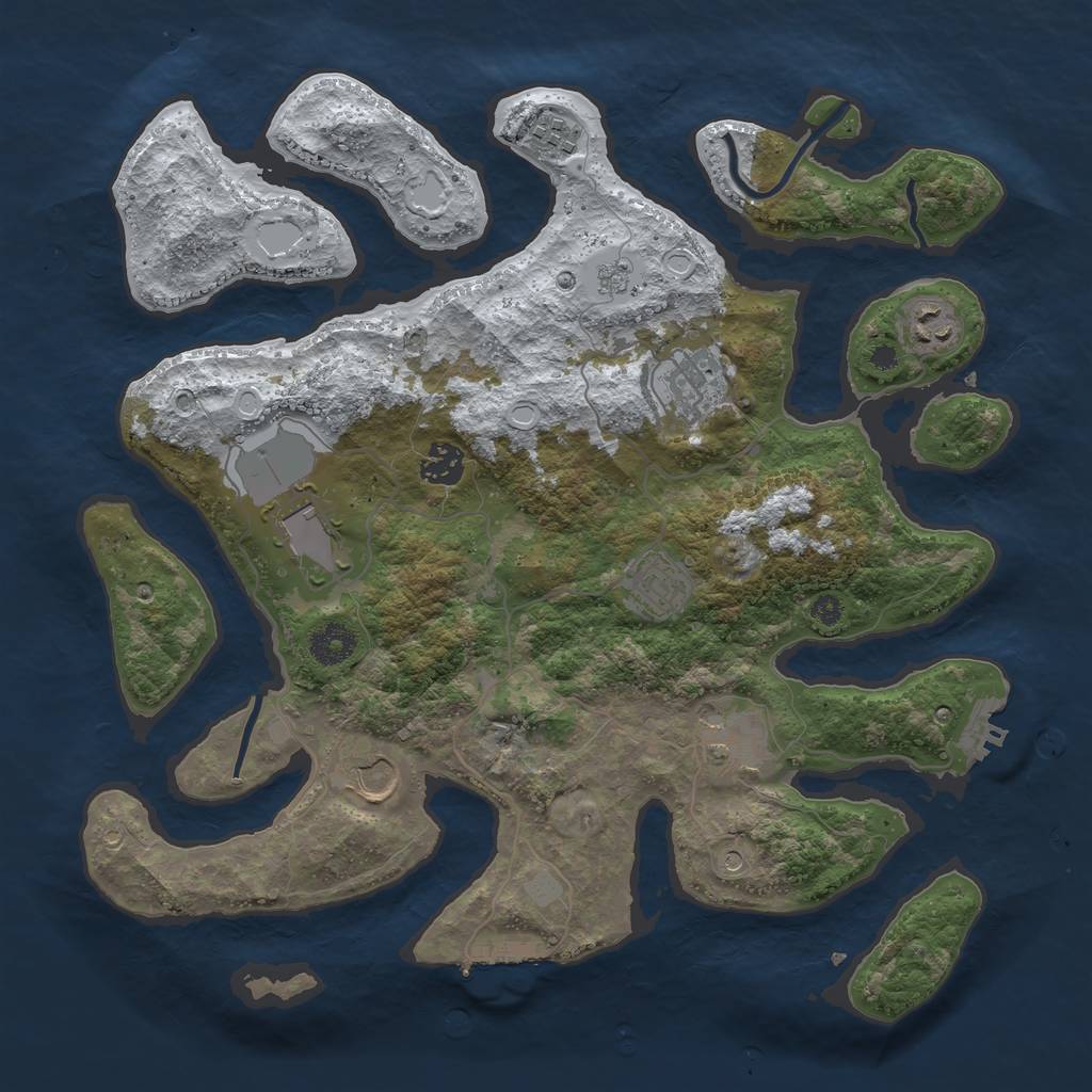 Rust Map: Procedural Map, Size: 3700, Seed: 1432634938, 17 Monuments