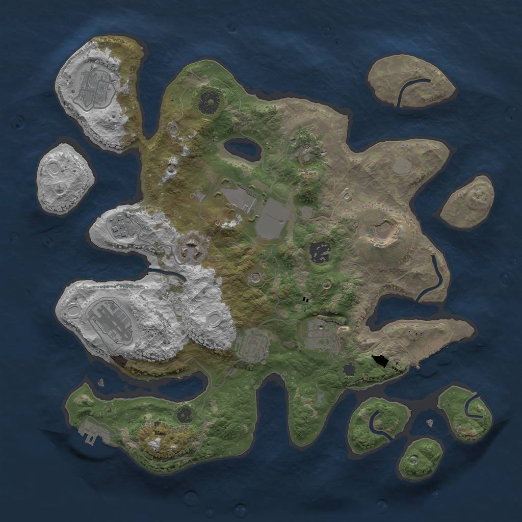 Rust Map: Procedural Map, Size: 3500, Seed: 595587011, 18 Monuments