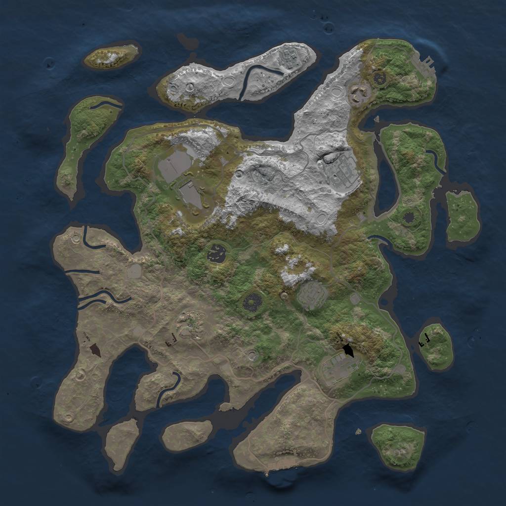 Rust Map: Procedural Map, Size: 4000, Seed: 341351, 16 Monuments
