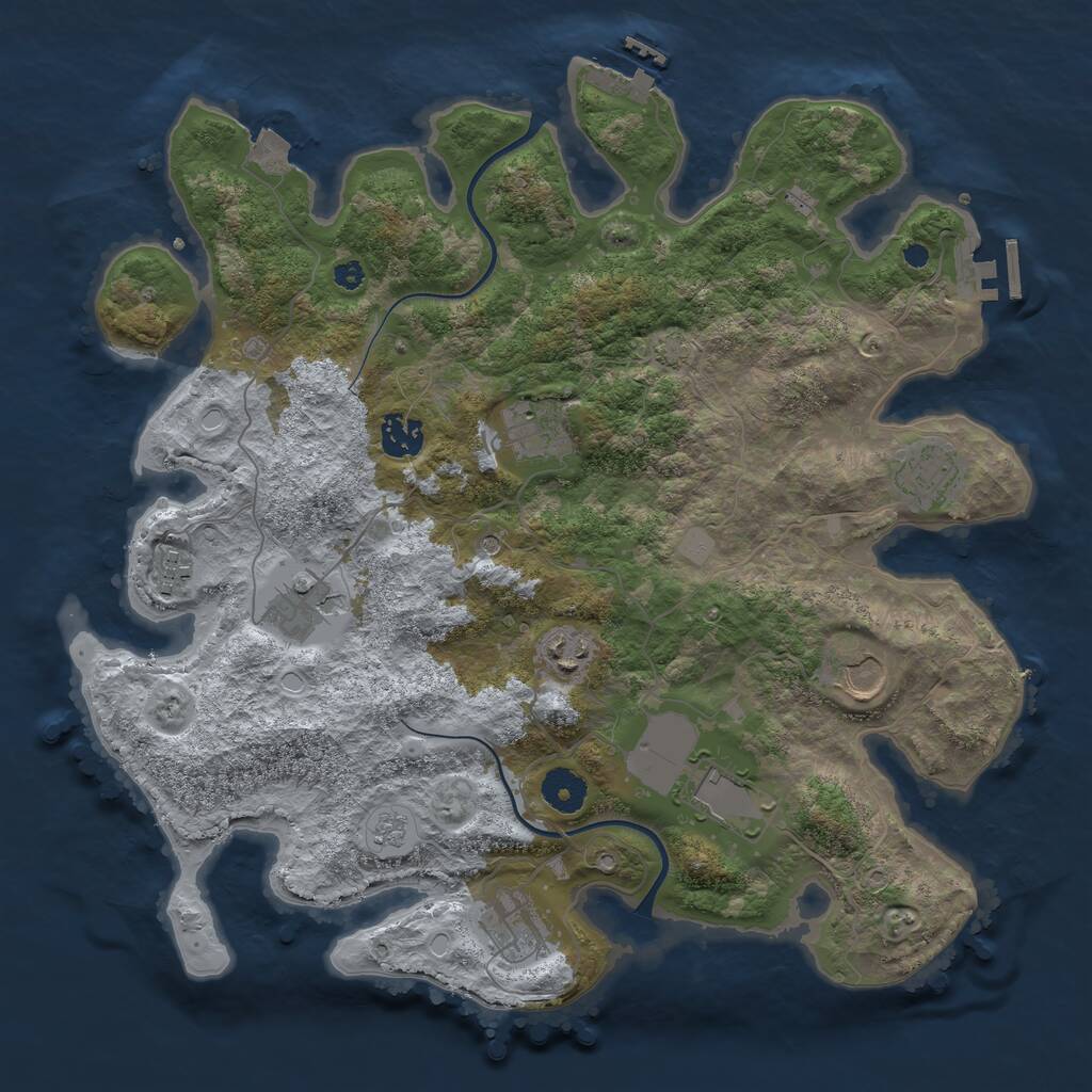 Rust Map: Procedural Map, Size: 3700, Seed: 1285831415, 15 Monuments