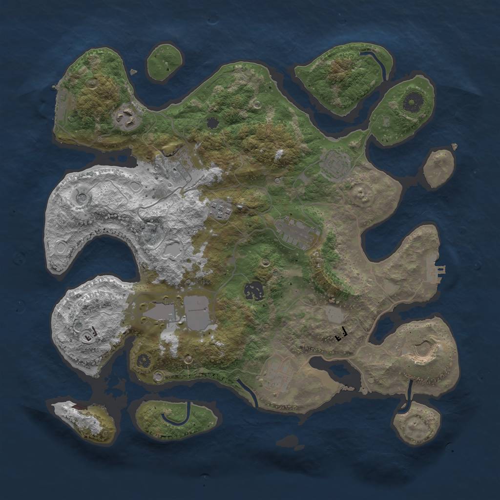 Rust Map: Procedural Map, Size: 3700, Seed: 500744544, 17 Monuments