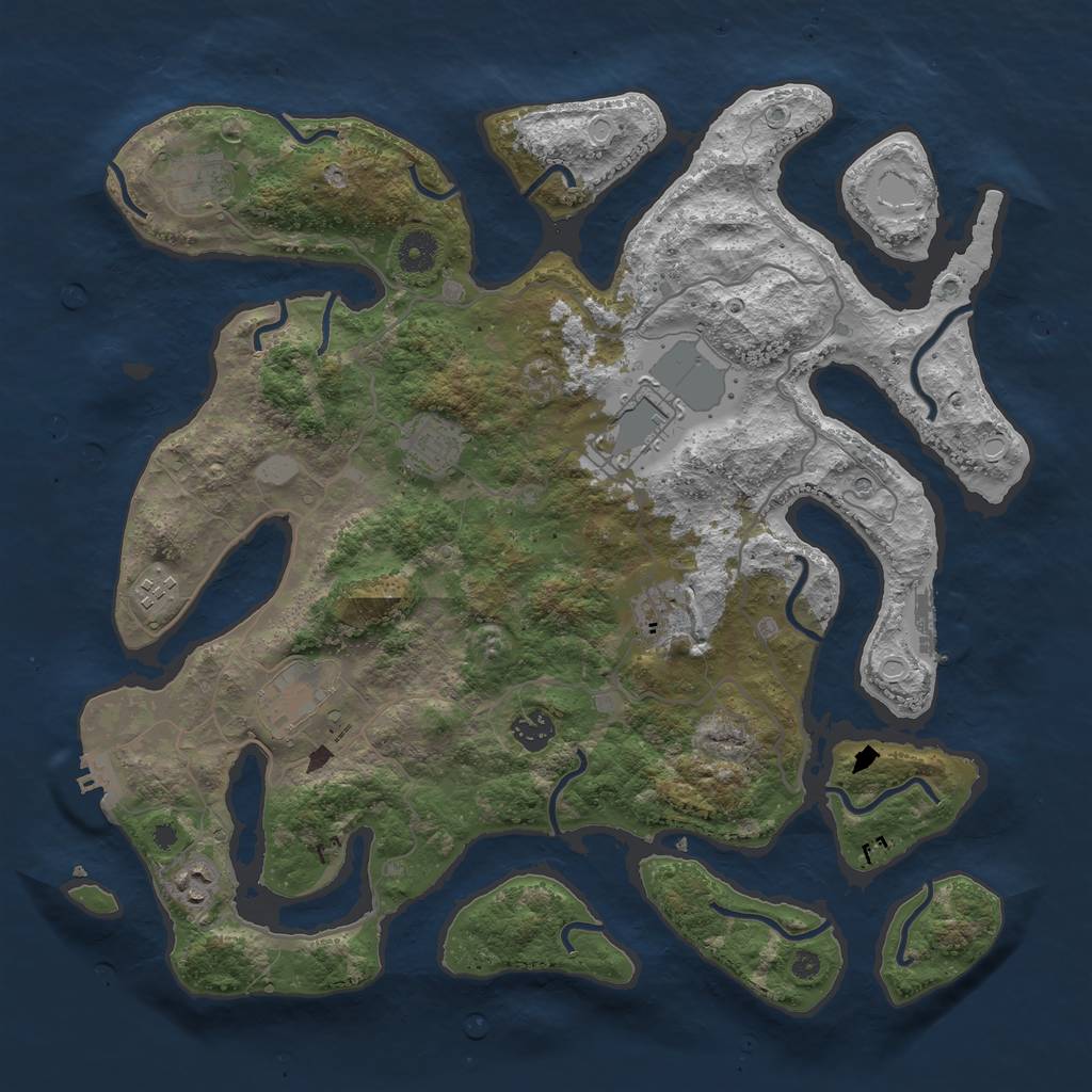 Rust Map: Procedural Map, Size: 4000, Seed: 59754, 16 Monuments