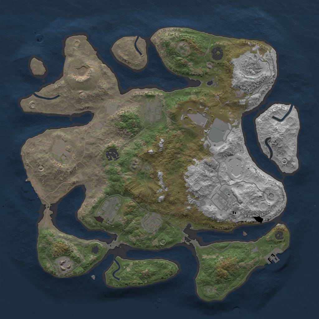 Rust Map: Procedural Map, Size: 3700, Seed: 1940690745, 18 Monuments