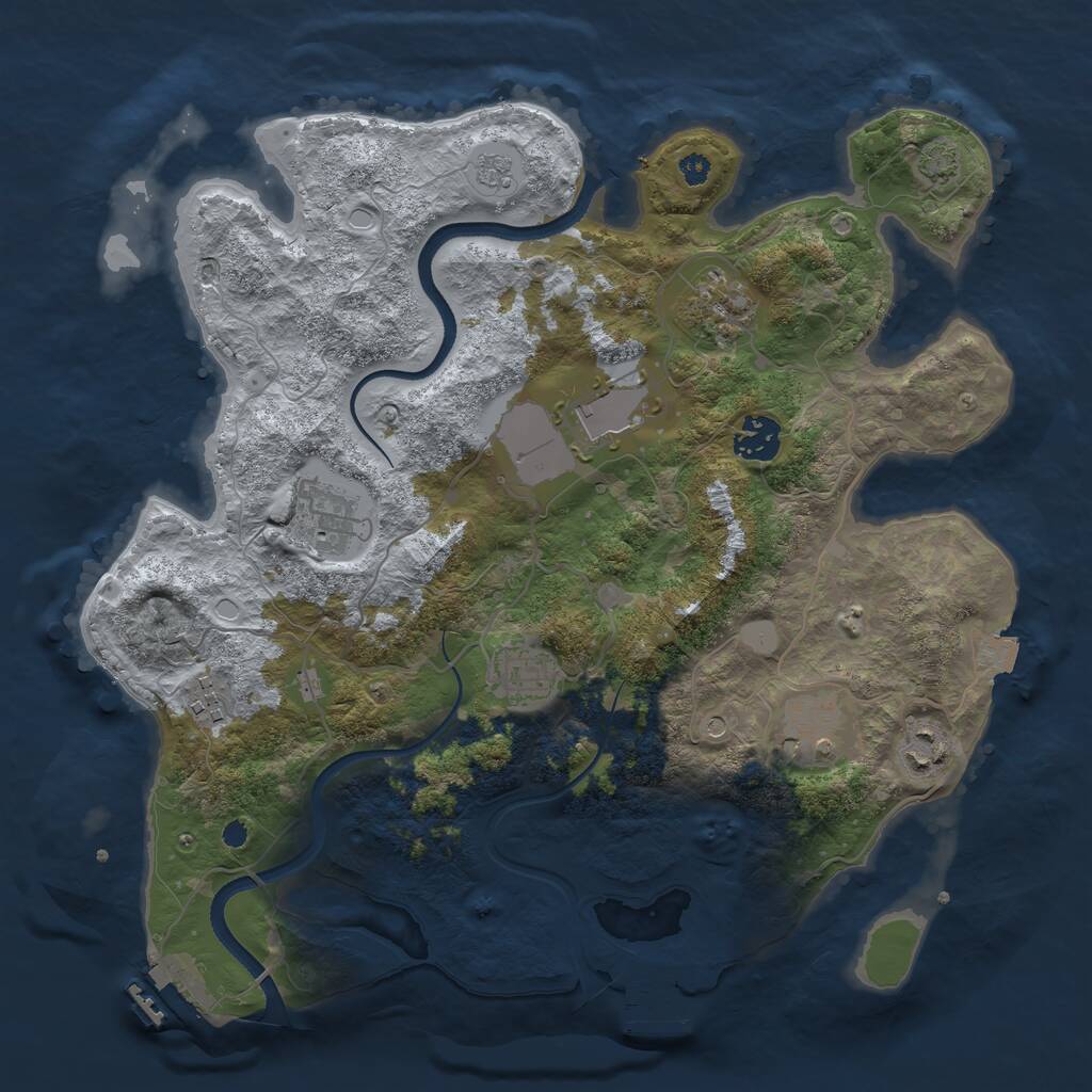Rust Map: Procedural Map, Size: 3500, Seed: 2115436574, 14 Monuments