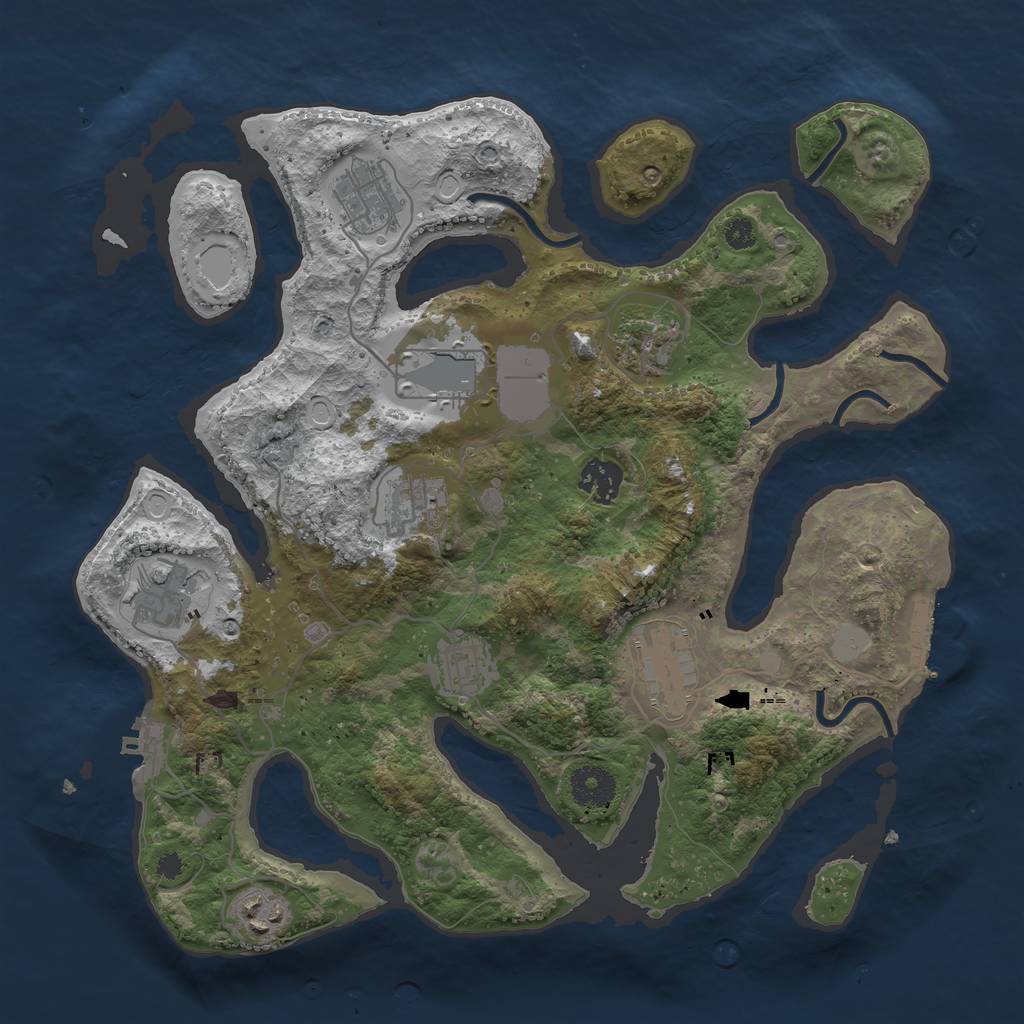 Rust Map: Procedural Map, Size: 3500, Seed: 2115436574, 16 Monuments