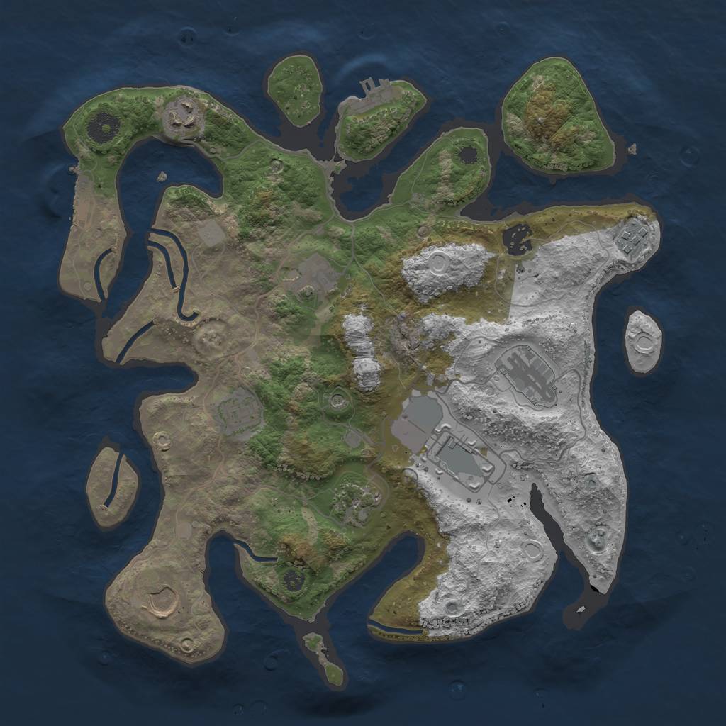 Rust Map: Procedural Map, Size: 3500, Seed: 1211568, 17 Monuments