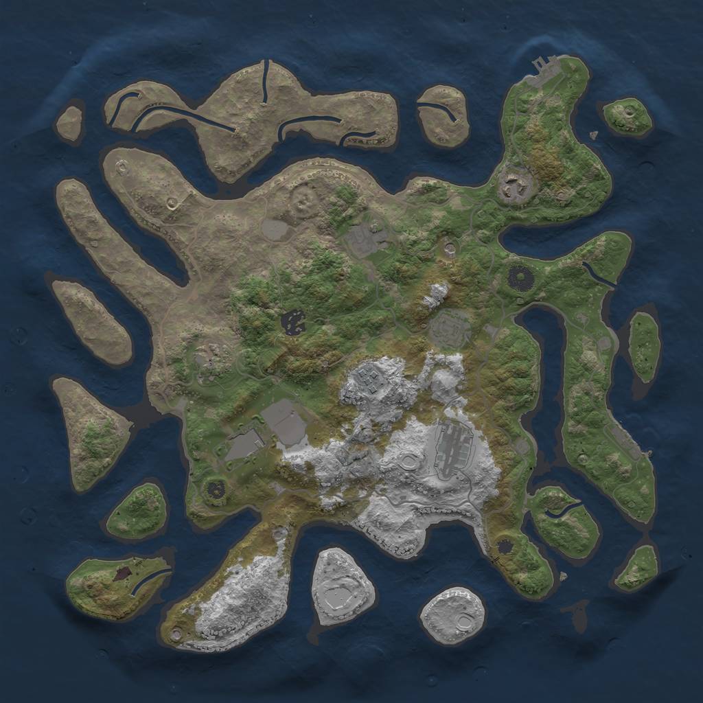 Rust Map: Procedural Map, Size: 4000, Seed: 2601, 16 Monuments
