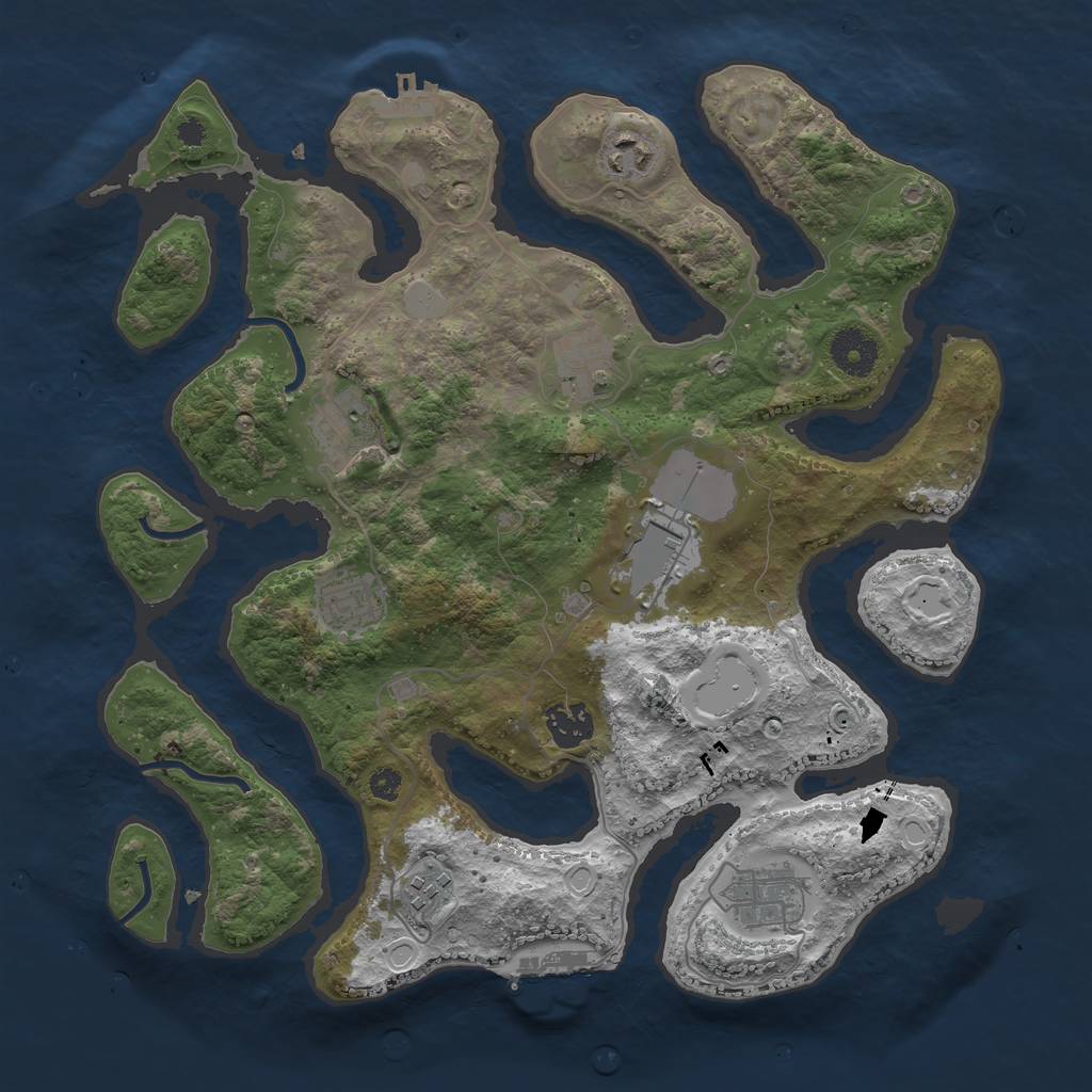 Rust Map: Procedural Map, Size: 3500, Seed: 2588, 15 Monuments