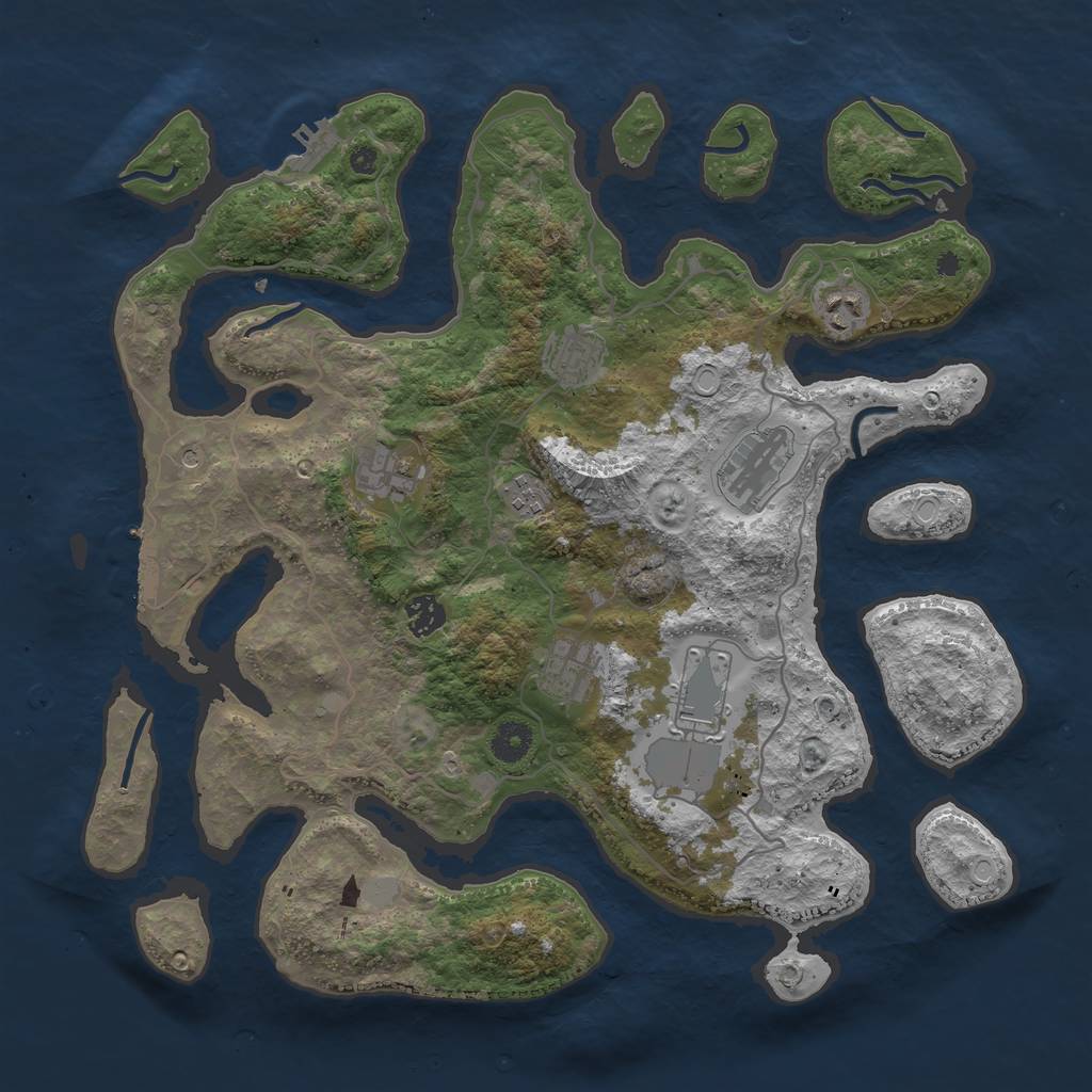 Rust Map: Procedural Map, Size: 4000, Seed: 14895623, 16 Monuments