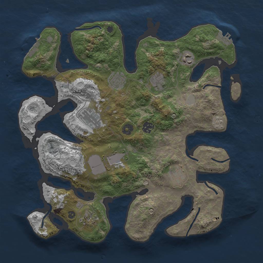 Rust Map: Procedural Map, Size: 3500, Seed: 955088243, 17 Monuments
