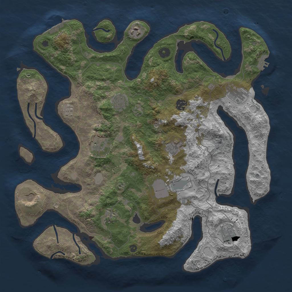 Rust Map: Procedural Map, Size: 4000, Seed: 1345409000, 19 Monuments