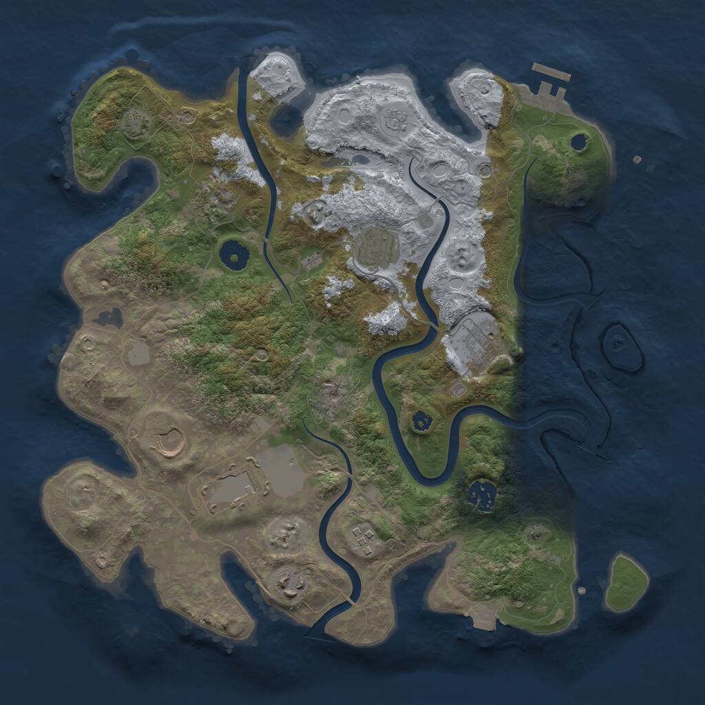 Rust Map: Procedural Map, Size: 3600, Seed: 2132427487, 13 Monuments