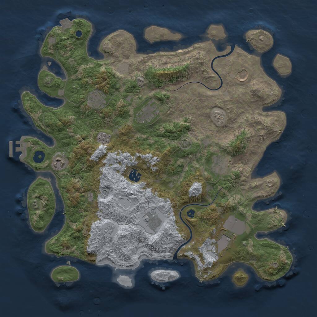 Rust Map: Procedural Map, Size: 3950, Seed: 1090772663, 14 Monuments