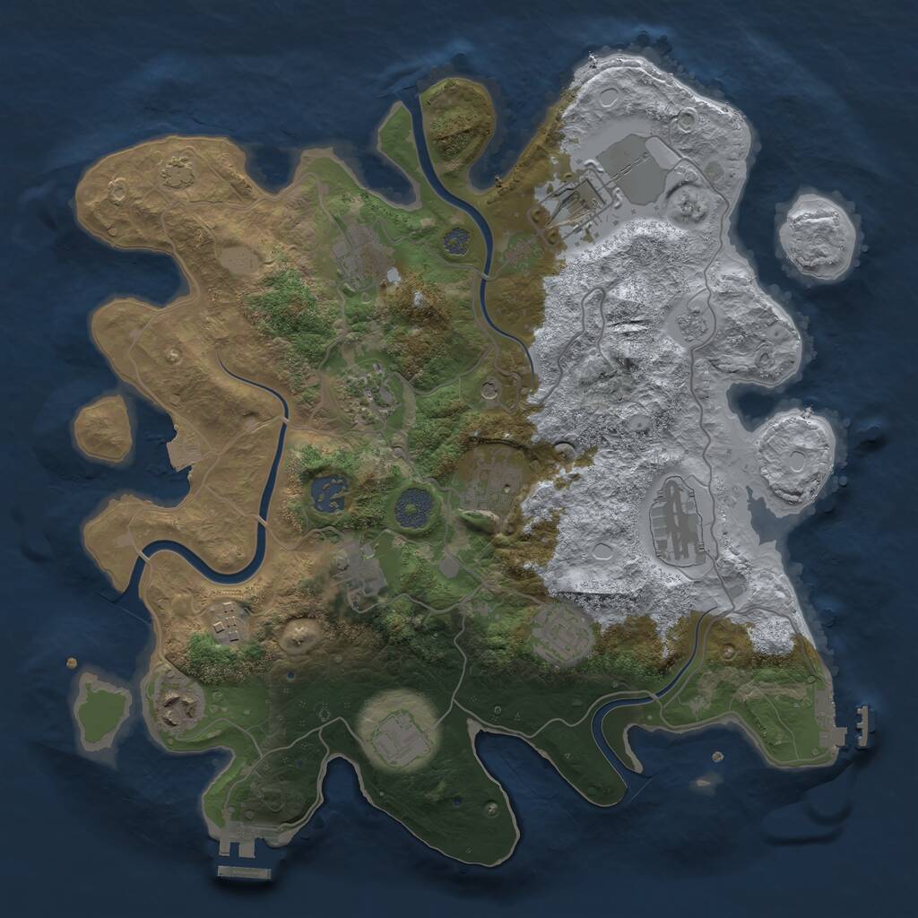 Rust Map: Procedural Map, Size: 3500, Seed: 2026, 18 Monuments