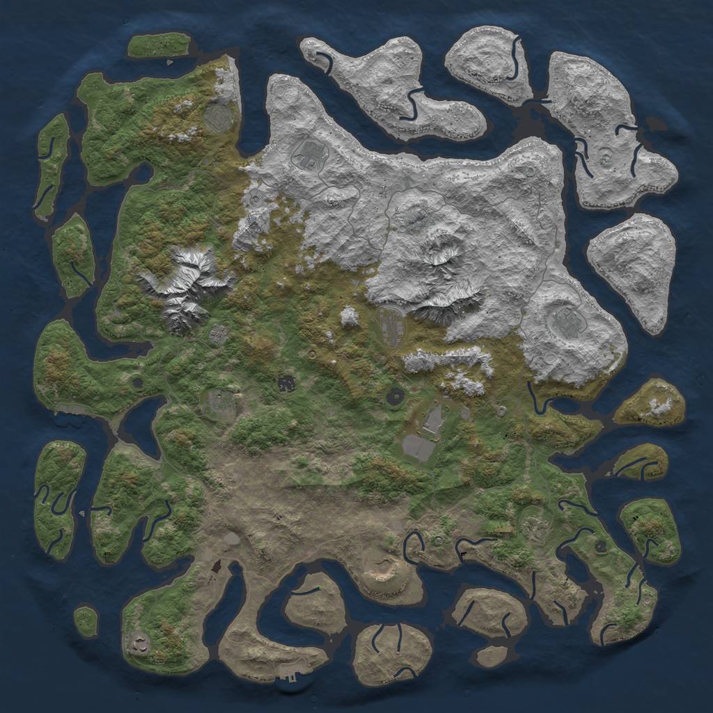 Rust Map: Procedural Map, Size: 6000, Seed: 66546, 19 Monuments