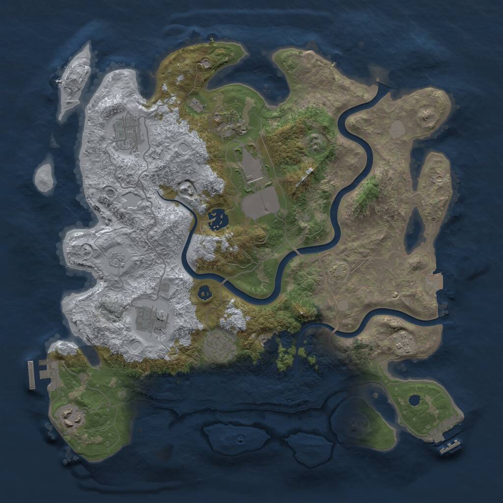 Rust Map: Procedural Map, Size: 3550, Seed: 295481, 14 Monuments