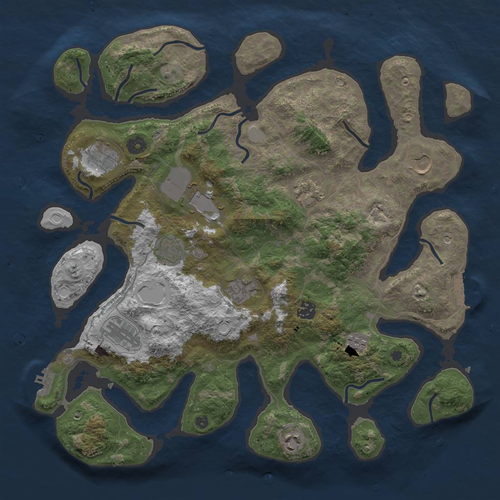 Rust Map: Procedural Map, Size: 3950, Seed: 1444394740, 18 Monuments