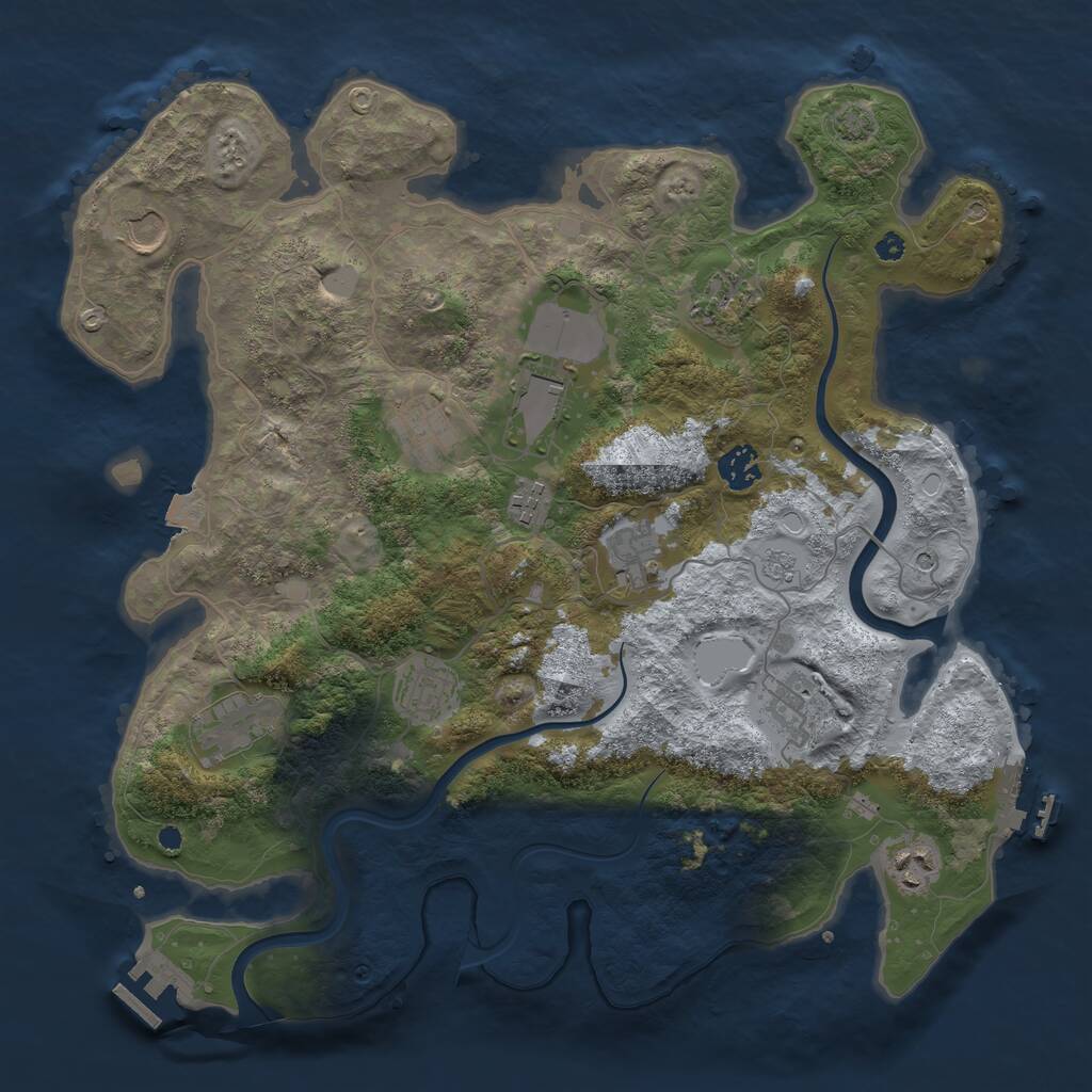 Rust Map: Procedural Map, Size: 3800, Seed: 468762355, 17 Monuments