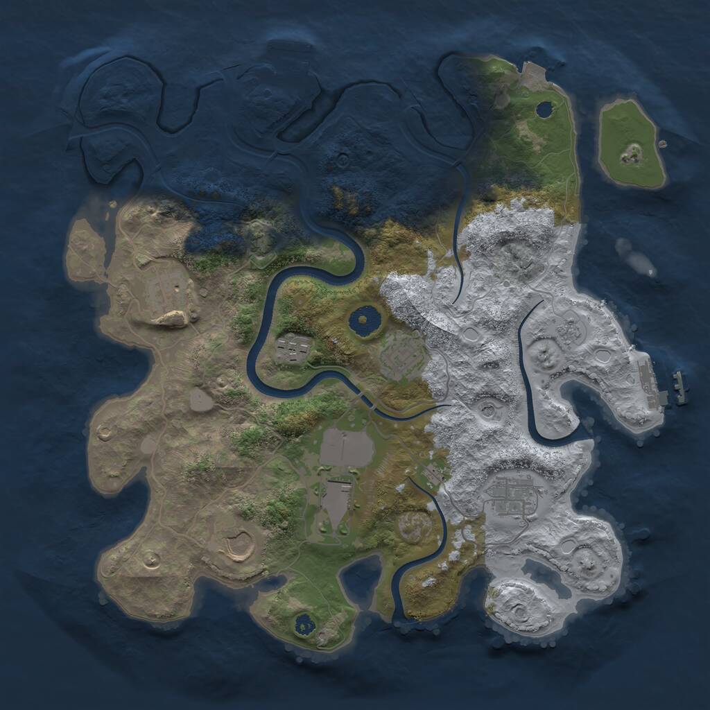 Rust Map: Procedural Map, Size: 3500, Seed: 277431703, 12 Monuments