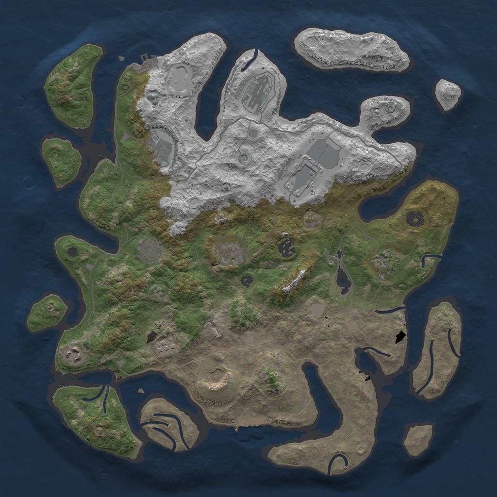 Rust Map: Procedural Map, Size: 4250, Seed: 1206746334, 18 Monuments