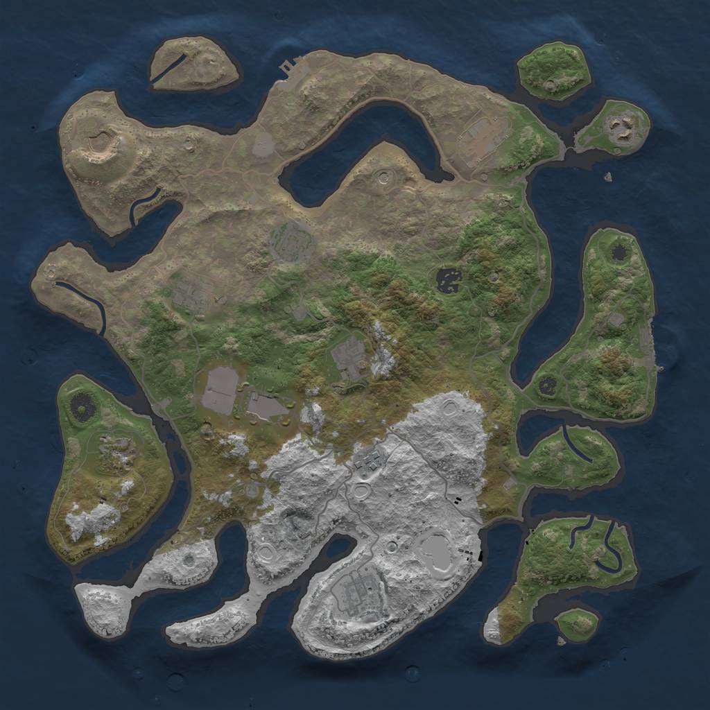 Rust Map: Procedural Map, Size: 4000, Seed: 329436648, 19 Monuments