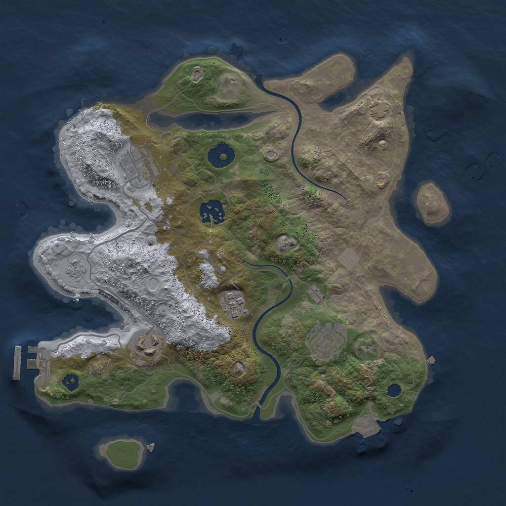 Rust Map: Procedural Map, Size: 3000, Seed: 660444, 9 Monuments