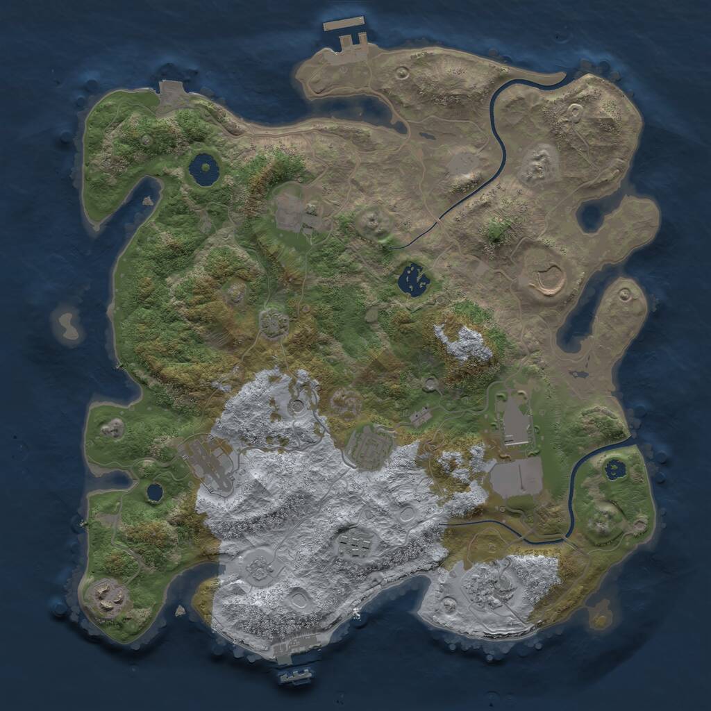 Rust Map: Procedural Map, Size: 3500, Seed: 660237444, 15 Monuments