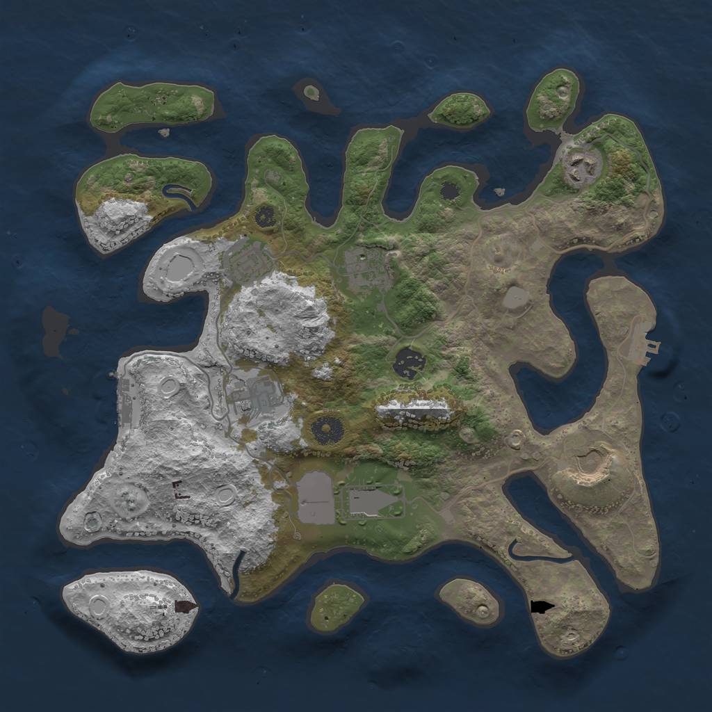 Rust Map: Procedural Map, Size: 3500, Seed: 106404658, 14 Monuments