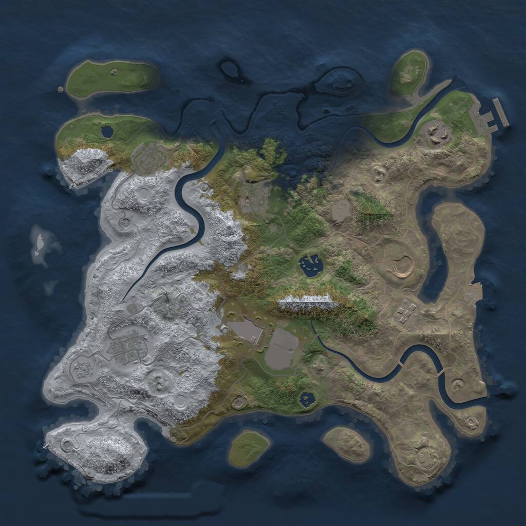 Rust Map: Procedural Map, Size: 3500, Seed: 106404658, 13 Monuments
