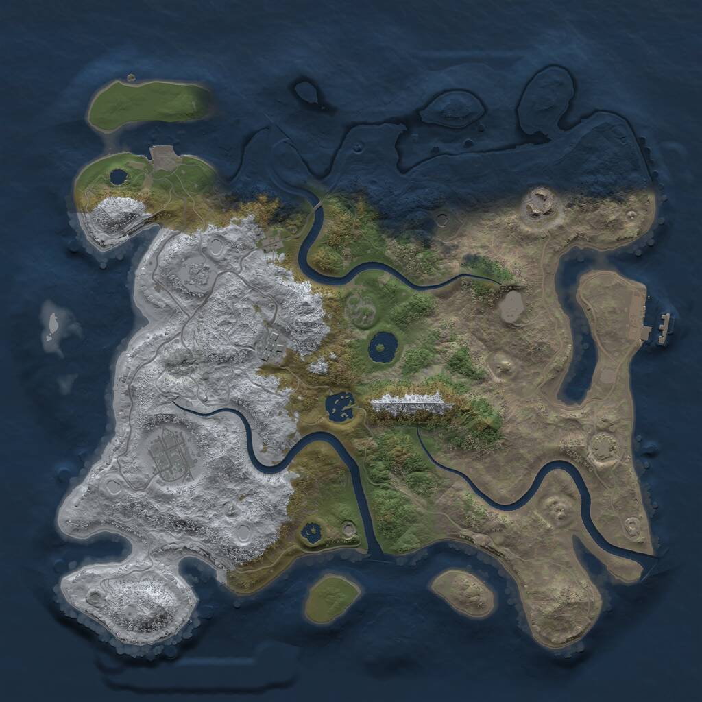 Rust Map: Procedural Map, Size: 3500, Seed: 106404658, 9 Monuments