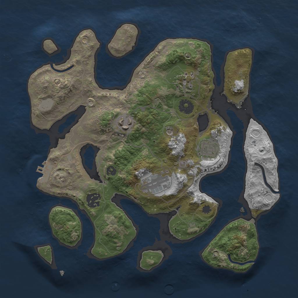 Rust Map: Procedural Map, Size: 3000, Seed: 1304070597, 12 Monuments