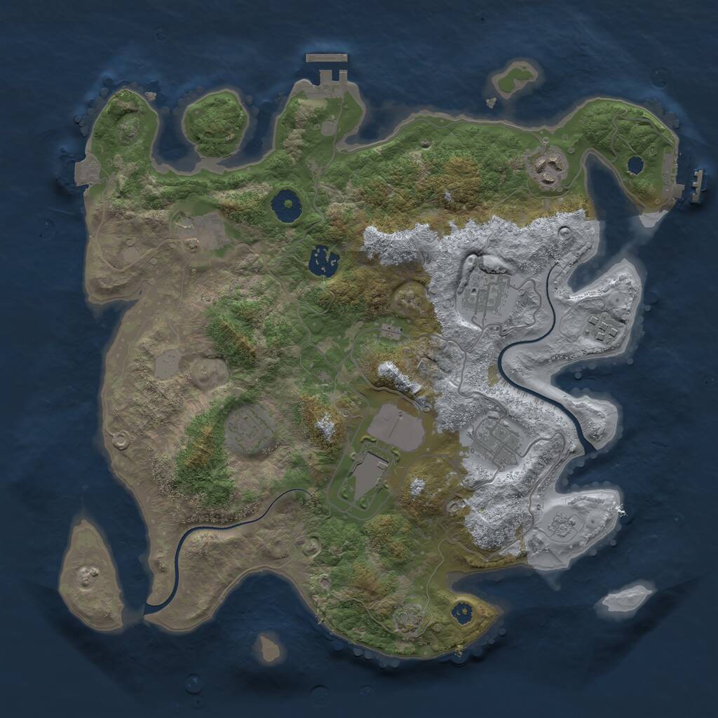 Rust Map: Procedural Map, Size: 3500, Seed: 1471227953, 13 Monuments