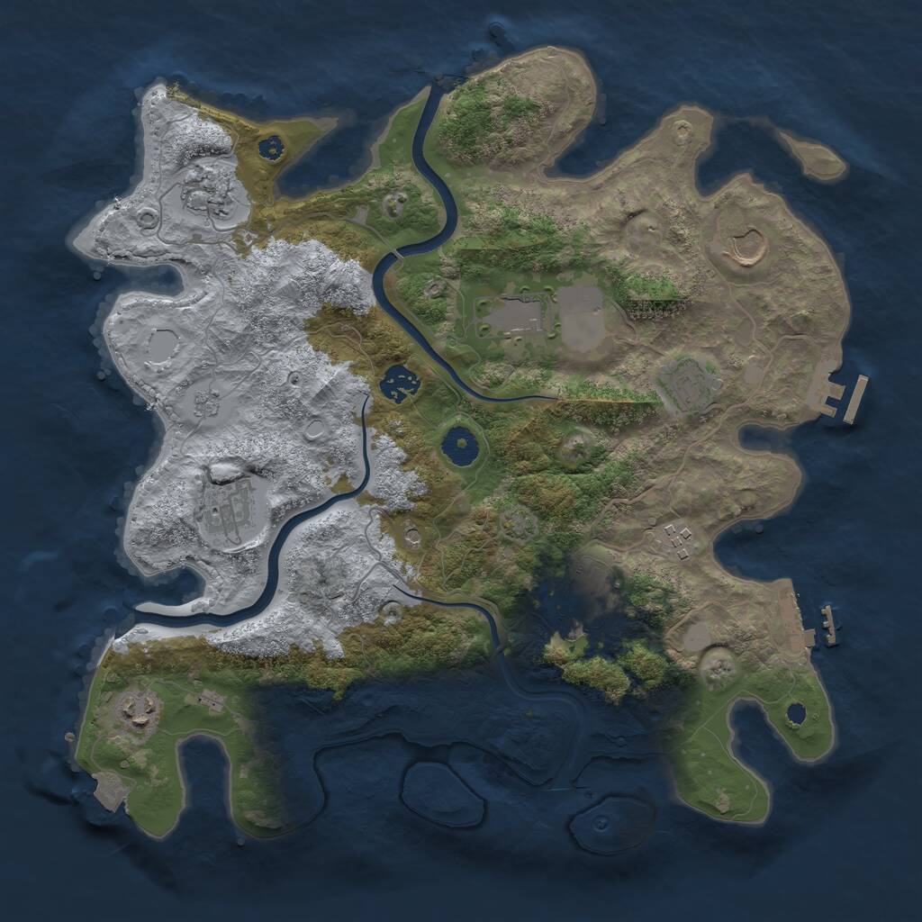 Rust Map: Procedural Map, Size: 3750, Seed: 1000447778, 15 Monuments
