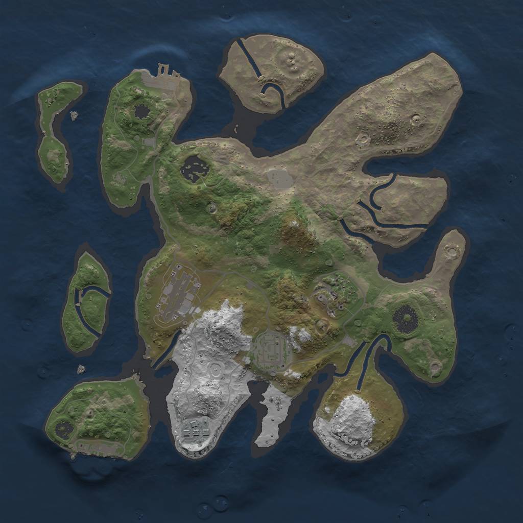 Rust Map: Procedural Map, Size: 3000, Seed: 1253624193, 12 Monuments