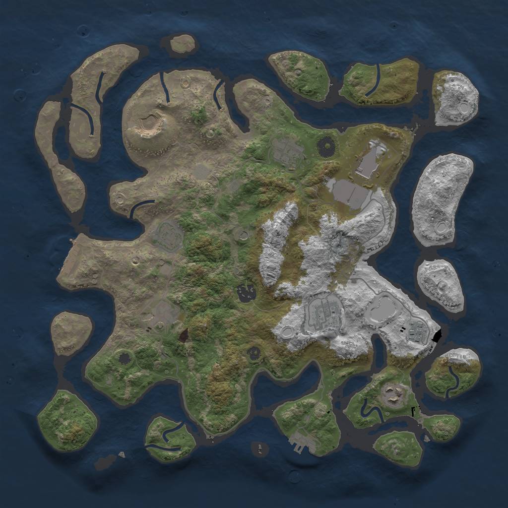 Rust Map: Procedural Map, Size: 3900, Seed: 87801221, 17 Monuments