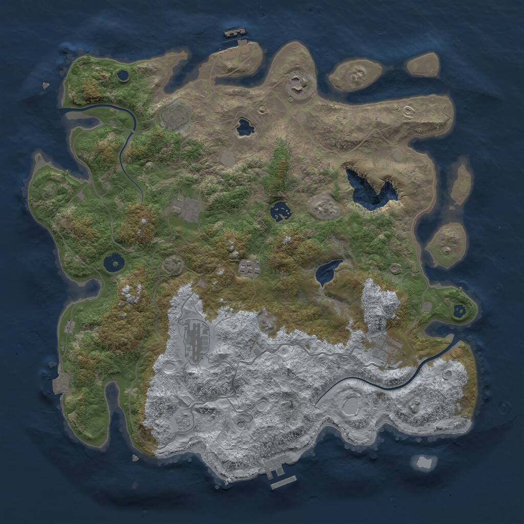 Rust Map: Procedural Map, Size: 4000, Seed: 614992, 13 Monuments