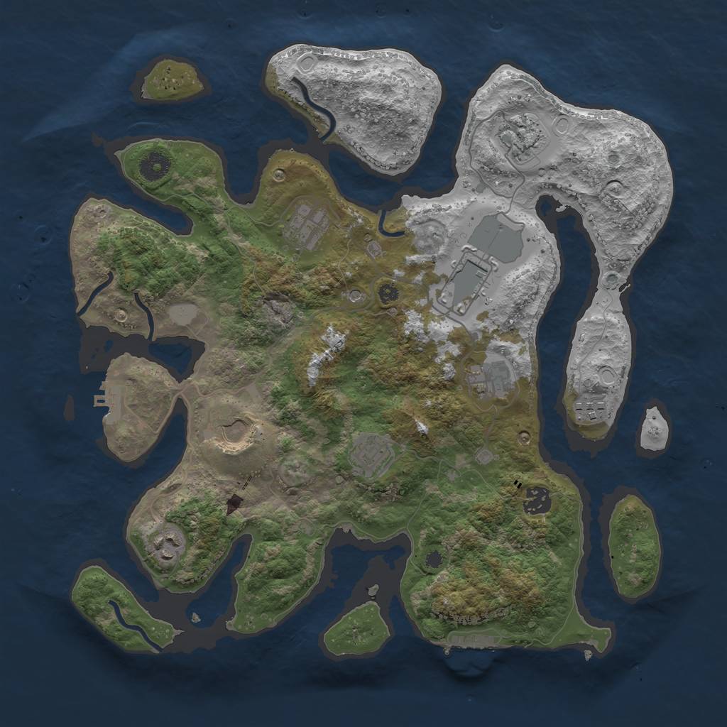 Rust Map: Procedural Map, Size: 3750, Seed: 1037556660, 17 Monuments