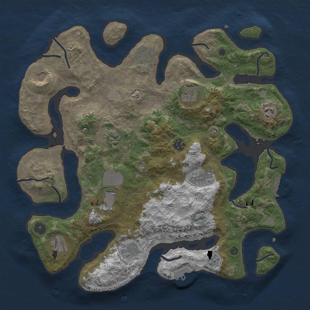 Rust Map: Procedural Map, Size: 4000, Seed: 527369442, 19 Monuments