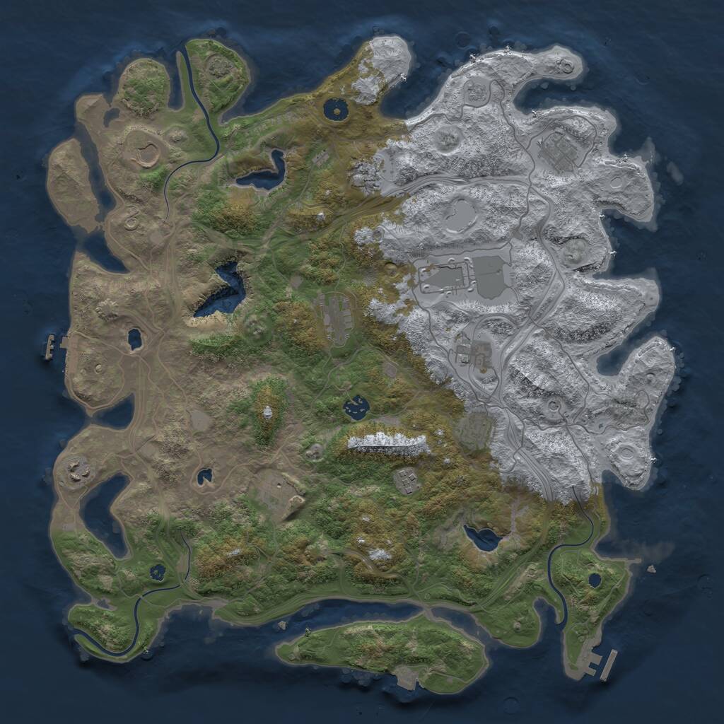 Rust Map: Procedural Map, Size: 4500, Seed: 5485321, 17 Monuments